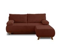 Cristal - canapé 3 places - convertible avec coffre et pouf - en velours côtelé - Terracotta