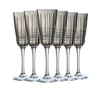Cristal d'Arques - Collection Brume - 6 flûtes 17 Rendez-Vous Brume Marron - Fabriqués en France - Emballage renforcé