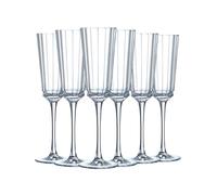 Cristal d'Arques Paris - Collection Macassar - 6 Flûtes 17 rillance, Transparence et Haute Résistance - Fabriqués en France - Emballage renforcé, adapté à la vente en ligne