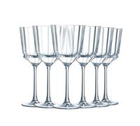 Cristal d'Arques Paris - Collection Macassar - 6 Verres à pied 25 rillance, Transparence et Haute Résistance - Fabriqués en France - Emballage renforcé, adapté à la vente en ligne