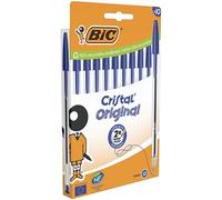 BIC Cristal Original Stylo bille à capuchon - pointe moyenne 1 mm - Bleu - Pochette de 10