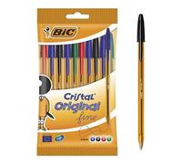 BIC – Stylo bille Cristal – Couleurs assorties – Pochette de 10