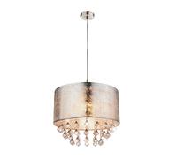Cristal suspendu lumière textile pendule chambre éclairage plafonnier argent Globo 15188H3