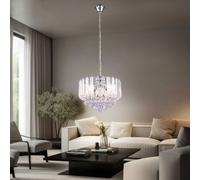 Suspension lustre en cristal lampe à suspension en cristal Lustre clair, métal chromé, 4x douilles E14, DxH 35x90 cm