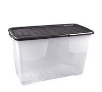 Cristalray Strata Curve Grande boîte de rangement avec couvercle noir Transparent 100 l 80 x 40 x 51 cm