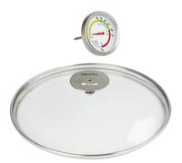 Cristel - Couvercle en verre 20 cm platine avec thermomètre de cuisson basse température - CRISTEL