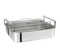 Plat à four Plaque à rôtir à anses larges + Grille Rectangle trilaminé Inox induction CRISTEL 40 cm