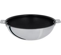 Cristel - WOKT28QE - Wok inox 28cm sans poignée amovible - Anti-adhérent Exceliss+ - Collection Casteline Argent