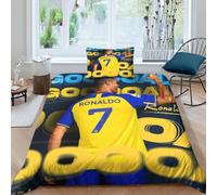 Cristiano Ronaldo Housse De Al Nassr Pi¿¿Ces, Avec Housse De Couette Et Taies D'oreiller,Ensemble De Literie En Microfibre Douce Dousse Single£¿Xcm£©