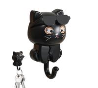 Crochet À Clés Chat, Crochets Chat Pour Clés | Crochets De Chapeau De Chaton,Crochet Adhésif Mural Pour Manteau, Décoration De Pièce Mignonne, Crochets Pour Chaton Avec Lunettes De Soleil Pour Chapeau