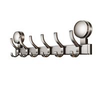 Crochet À Ventouse Avec 6 Crochets Patere Murale Aluminium ABS Économiser L'espace Crochet Douche 43x11.5x4cm Réutilisable Porte Manteaux Sans Percer Patères Support Pour Sac Serviette hapeau