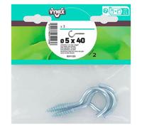 Crochet à vis acier zingué Ø 5 x L 40 mm - Sachet de 3