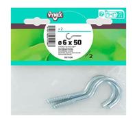 Crochet à vis acier zingué Ø 6 x L 50 mm - Sachet de 2