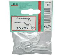 Crochet à vis - VYNEX - 3.5x25 mm - Acier rilsanisé - Lot de 6