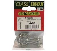Crochet à vis VYNEX inox A2 œil courbé 4x30 mm Gris (lot de 5) Gris