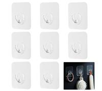 Crochet Adhésif 8 Pièces, Crochets Adhésifs Mural Transparent Résiste Jusqu'à 3kg, Sans Perçage, Accroche Serviette Salle de Bain Cuisine, Crochet Auto Adhesif pour Porte Mur Organisation Maison