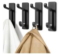 Crochet Adhesif Mural Porte Serviette Salle de Bain Accroche Torchon Cuisine Attache Murale Sans Percer Noir 4Pcs