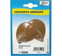 Crochet adhésif ovale céramique - grand modèle - lot de 2 - crème