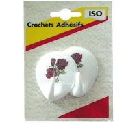 Crochet adhésif ovale plastique - lot de 2 - motif aléatoire