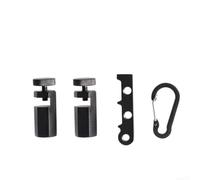 Crochet carré à vis moletée en acier inoxydable oxyde noir | L'ensemble de 4 pièces comprend des clips, un curseur, une boucle, une construction en aluminium, des vis en oxyde noir