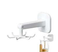 Crochet de cuisine rotatif à 360 degrés adhésif pliable | Porte-ustensiles à 6 griffes avec crochets pour armoire, salle de bain, douche, casserole, gants de four