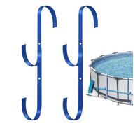 Crochet de piscine pour barres - Organiseur de rangement en métal peu encombrant | Supports de barre de piscine en 2 parties pour skimmer, râteau, brosse, épuisette, tuyau d'aspiration, accessoires