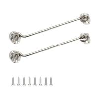 Crochet de Porte et Targette à Œillet 25 cm (Lot de 2), Inoxydable Haute Résistance pour Portail, Véranda, Fenêtre, Cabane - Loquet de Sécurité avec Vis Inclus (Argent)