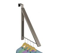 Crochet de porte rétractable pliable pour suspendre les vêtements et les serviettes, idéal pour les salles de bains, les dortoirs, etc. Nickel satiné (comprend un crochet)