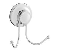 Crochet de salle de bain double doté d'un système de ventouse sans vis, chrome (ECO22)