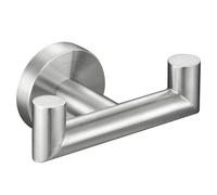 Crochet de serviette de salle de bain, crochet pour peignoir, porte-serviette de bain, porte-serviette de cuisine Contemporain L*D*H: 3-13/16" x 2-3/8" x 1-7/8" Double Hook - Brushed Steel