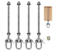 Crochet de suspension pour charges lourdes - Tige filetée - Acier inoxydable 304 - Pour hamacs, sacs de sable et équipements de fitness - Montage facile - Argenté