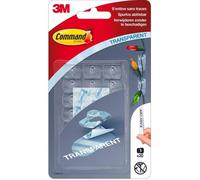 Command Crochets de Fixation, Lot de 20 Mini-Crochets Transparents et de 24 Petites Bandes Adhésive - Pour la Décoration des Guirlandes Lumineuses, Accrochage Sans Dommage
