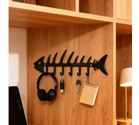 Crochet décoratif en forme d'arête de poisson en fer, convient pour les jardins, les cours, la décoration extérieure, les produits de spécialité, le style campagnard européen 1PC-noirFer