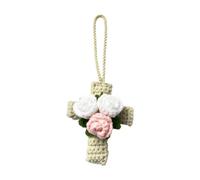 Crochet Décoration - Breloque Fleur Fait Main Rétroviseur Pendentif | Miroir de voiture au crochet en laine, fabriqué à la main, motif floral, décoration à suspendre, berlines, SUV, camping-cars