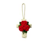 Crochet Décoration - Breloque Fleur Fait Main Rétroviseur Pendentif | Miroir de voiture au crochet en laine, fabriqué à la main, motif floral, décoration à suspendre, berlines, SUV, camping-cars