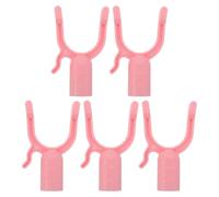 Crochet D'extrémité de Poteau à Linge 5 Pièces Plastique | Compatibilité 16mm, Fixation sans Outil, Fourche en Y Rose pour Cintres, Usage Camping et Buanderie