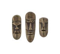 Crochet en métal couleur laiton, lot de 3, mural, motif visage - Bloomingville, Jespar - 6x3x6 cm