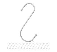 Crochet en S à suspendre, 16 pièces, en argent, crochet métallique pour barres jusqu'à Ø 42 mm, longueur 120 mm, crochet en S pour cuisine, tringle à vêtements, garage, casserole, poêle, tasse
