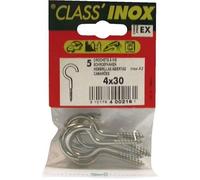 Universal Music Group – Crochet à vis œil courbé inox A2 4x30 mm – Lot de 5