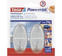 tesa Crochets Powerstrips grands ovales chromés – 1 pièce