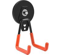Crochet magnétique, crochet magnétique puissant, crochet double, socle magnétique avec revêtement antidérapant et vis de fixation pour le jardin, le garage, l'atelier, 66 mm (orange)