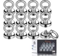 Crochet Magnetiques, 25mm Aimant Puissant 19kg Force De Traction Aimant Puissant Rond Magnétique Néodyme (12 Packs)