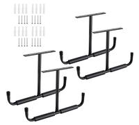 Crochet métallique de rangement au plafond pour garage, crochet monté au mur, crochet utilitaire haute performance pour échelle, vélo, bois, outils et autres objets encombrants (pack de 4, noir)