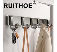 Crochet mural adhésif pour vêtements et serviettes de salle de bain, sans perçage, pour accrocher derrière la porte White 4 Hooks