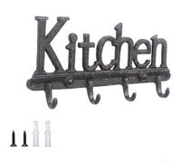 Crochet mural en fonte très résistant Motif alphabet pour cuisine Décoration rustique Noir 30 cm