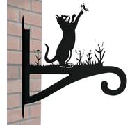 Crochet mural en métal pour pot de fleurs en forme de chat | Support de pot de fleurs pour propriétaires, jardiniers, locataires, maison, bureau, appartement, salon, chambre à coucher