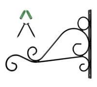 Crochet Mural pour Jardinière et Panier Suspendu en Fer Noir Décoratif | Courbe Élégante, Finition Peinture Noire, Usage Extérieur, Montage sur Poteau de Clôture, pour Jardiniers