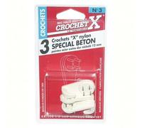 Crochet nylon N°3 - spécial béton - pointe de 11 mm - lot de 3