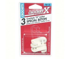 Crochet nylon N°3 - spécial béton - pointe de 11 mm - lot de 3