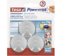 tesa Powerstrips crochets, petit, rond, bleu, chromé mat Bleu G